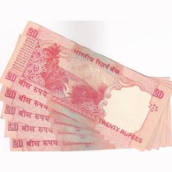 Alternative view of 20Rs Y V Reddy Sign 786 Ending 5 Unc Notes Lot Rare