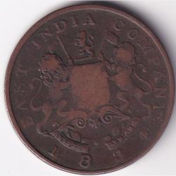 Alternative view of East India Company 1834 Half Anna "Small Letter" Calcutta Mint Copper Coin Rare #2