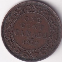 Canada 1 Cent 1919 Copper Coin