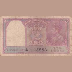 British India 2 Rupees George VI Cd Deshmukh Starting 143 number rare
