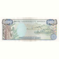 Alternative view of Rwanda 5000 Francs 1988 Old Issue Unc Rare Note