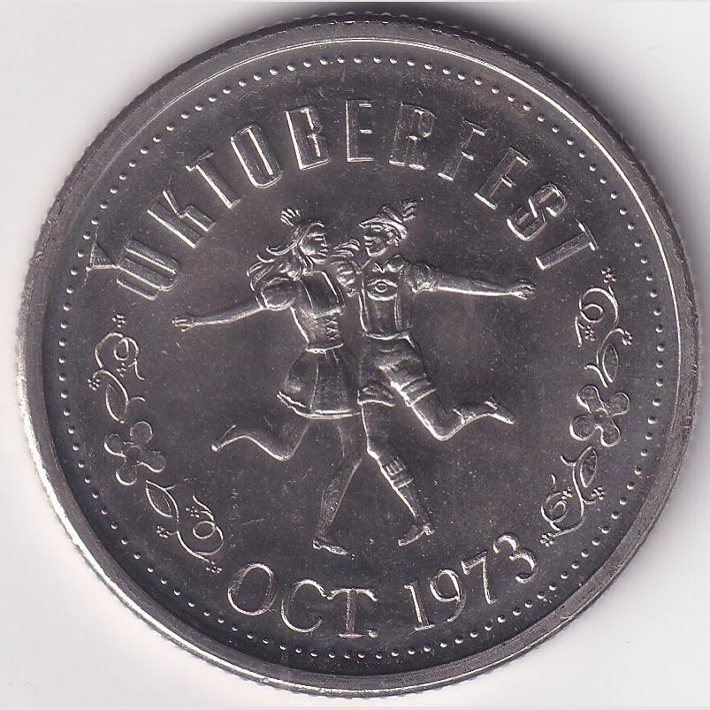 Canada Oktoberfest Dollar 1973 Nickel 33 mm UNC Trade Token - Image 2
