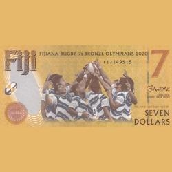 Fiji 7 Dollars 2022 Fijian Rugby Olympic Games in Tokyo Unc Note Rare