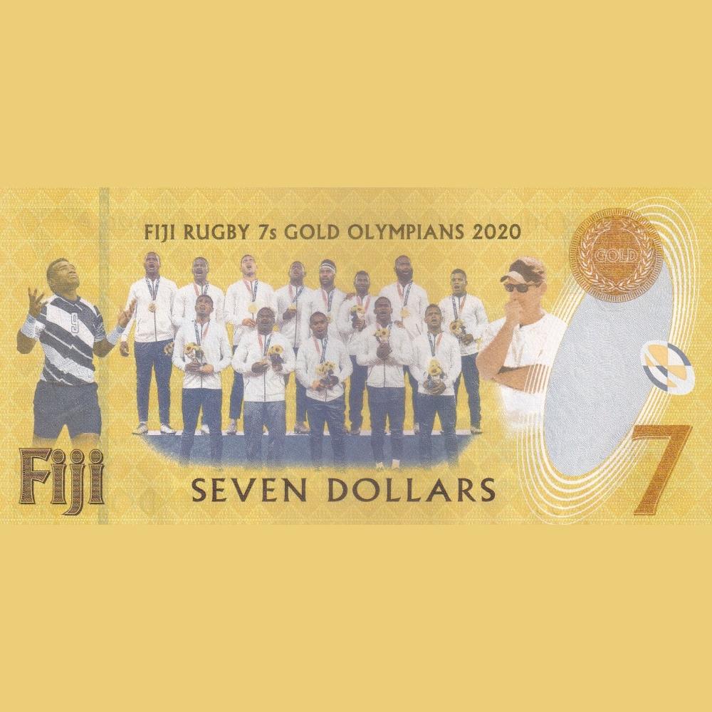 Fiji 7 Dollars 2022 Fijian Rugby Olympic Games in Tokyo Unc Note Rare - Image 2
