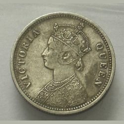British India 1/4 Rupee 1862 Silver Coin RARE
