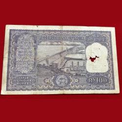 Alternative view of 100 Rupees Old Series Fafda note Big Size Very Rare Governer , Iyenger