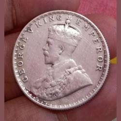 Alternative view of British India SILVER Rupee KEY DATE 1921 King GEORGE-V ***RARE Coin*** Collectable Grade.