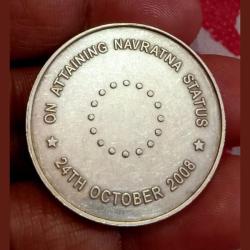 Alternative view of COAL INDIA SILVER TOKEN Weight 20.5 Grams. Dated 24th October 2008 For Attaining Navratna Status ***RARE Seen Such SILVER TOKEN*** Collectable Grade.