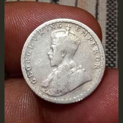 Alternative view of British India Silver 1/4 Rupee 1919 King GEORGE-V in Collectable Grade.