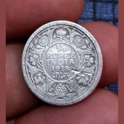 British India Silver 1/4 Rupee 1918 King GEORGE-V in Collectable Grade.
