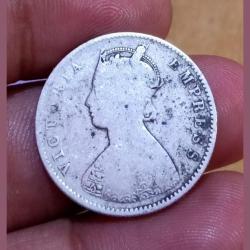 Alternative view of British India Silver 1/2 Rupee Year 1887 VICTORIA EMPRESS **VERY SCARE** Collectable Grade.