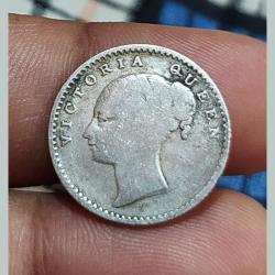 Alternative view of British India Silver 1/4 Rupee EAST INDIA COMPANY Year 1840 CONTINUOUS LEGEND Queen Victoria **VERY RARE** Collectable Grade.