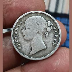 Alternative view of British India Silver 1/2 Rupee EAST INDIA COMPANY Year 1840 DIVIDED LEGEND Queen Victoria **RARE Coinage** Collectable Grade.