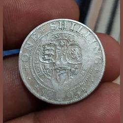 Alternative view of UNITED KINGDOM GREAT BRITAIN Silver 1 SHILING Year 1895 Weight 5.7 Grams **RARE Coinage** Collectable Grade.