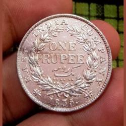 British India Silver Rupee EAST INDIA COMPANY Year 1835 King WILLIAM-IIII with