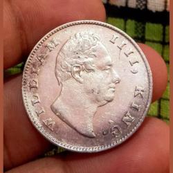 Alternative view of British India Silver Rupee EAST INDIA COMPANY Year 1835 King WILLIAM-IIII with