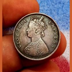Alternative view of British India Silver 1/2 Rupee Year 1899 VICTORIA EMPRESS **SCARE** High Collectable Grade with Complete Detailings.