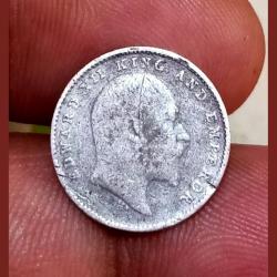 Alternative view of British India Silver 2 Anna's Year 1910 King EDWARD-VII **SCARE** Collectable Grade.
