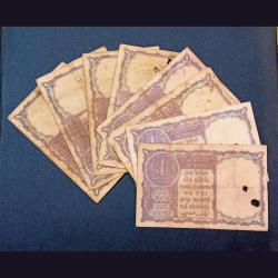 Alternative view of One Rupee Old Issue Year 1951 Signature H.M PATEL Mixed Lot 8 Notes **RARE** Used Conditions.