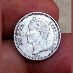 Alternative view of VENEZUELA Silver 25 CENTIMOS Year 1965 **SCARE** Collectable Grade.