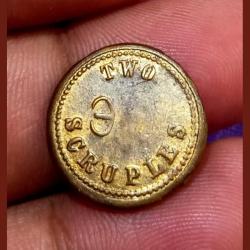 Alternative view of GREAT BRITAIN Brass STANDARD WEIGHT SCALE 2 Scrupies **VERY SCARE** Collectable Grade.