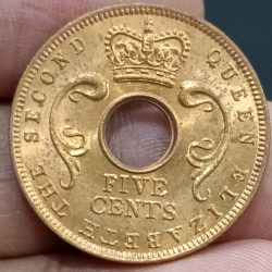 East Africa 1963 queen elizabeth 5 Cent 💎 Gem unc Red Coins Gem
