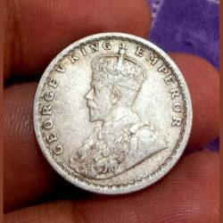 Alternative view of British India Silver 1/2 Rupee Year 1921 King GEORGE-V **SCARE** High Collectable Grade with Complete Detailings.