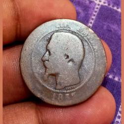FRANCE 10 CENTIMES Dated 1855 B **RARE Coinage** Used Condition.