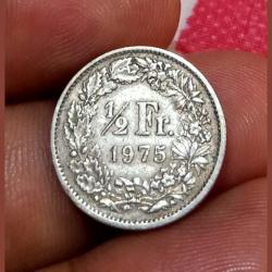 SWITZERLAND 1/2 FRANC Year 1975 HELVETICA **VERY SCARE Coinage** Collectable Grade.