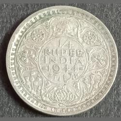 1944, George six, 1/4 Ruppes, British India coin 🪙