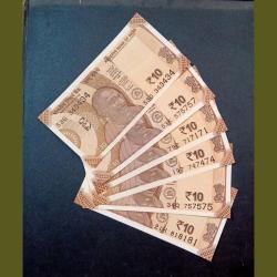 10 Rupees New Issue FANCY TRIPLET Numbers 6 Different **SCARE** Crisp UNC Conditions.