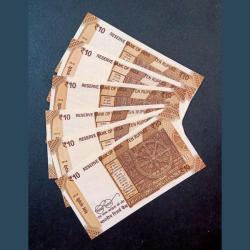 Alternative view of 10 Rupees New Issue FANCY TRIPLET Numbers 6 Different **SCARE** Crisp UNC Conditions.