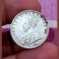 Alternative view of British India Silver 1/2 Rupee Year 1923 King GEORGE-V in High Collectable Grade with Complete Detailings and Orginal Raw Grade.