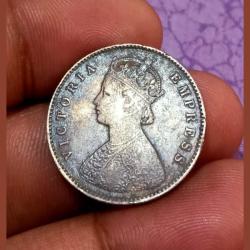 Alternative view of British India Silver 1/2 Rupee Year 1899 Victoria Empress in Collectable Grade.