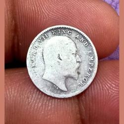 Alternative view of British India Silver 2 ANNA'S Year 1904 King EDWARD-VII in Collectable Grade.