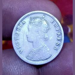 Alternative view of British India Silver 1/4 Rupee Year 1894 VICTORIA EMPRESS **SCARE** High Collectable Grade with Complete Detailings.