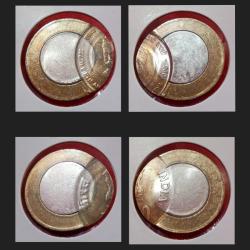 10 Rupees COMMEMORATIVE Issue on "TATYA TOPE" Set 2 Major Error Coins OFF CENTER "INDIA and BHARAT" Pair **EX-RARE** UNC Conditions.