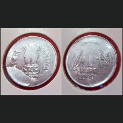 One Rupee Old Fss CORN 🌽 THEME Year 2003 Massive DIE CUD Or EXTRA METAL DEPOSIT Error in AUNC Grade.