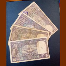 Alternative view of 10 Rupees Old Big FAFRA Issue Signatue P.C BHATTACHARYA and H.V IYENGAR Mixed Lot 4 Notes **VERY SCARE** Used Conditions.