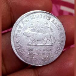 Alternative view of 2 Rupees Fss COMMEMORATIVE Issue RBI Set 2 Coins OFF CENTER Errors **SCARE** Collectable Grades.