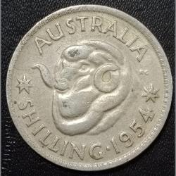 Australia 1954 Silver One shilling Elizabeth rare coin #sku 174
