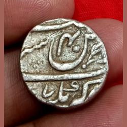 Alternative view of Mughal Empire Aurangzeb Silver Rupee Dated Ry 40 Akbarnagar Mint Very Rare High Collectable Grade