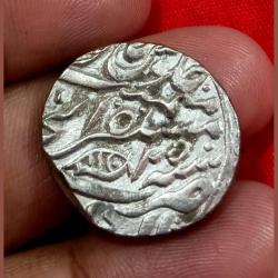 Alternative view of SHAH ALAM-II Silver Rupee AKBARABAD Mint Fish 🐟 Type **SCARE** Collectable Grade.