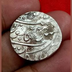Alternative view of INDO-FRENCH Silver Rupee Dated RY-4 **SCARE** High Collectable Grade.