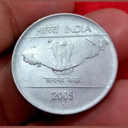 2 Rupees Fss MUDRA Series Year 2009 Noida Mint RETAINED BROKEN DIE, DIE CUD and CRACK PLANCHET Errors **VERY RARE** High Collectable Grade.
