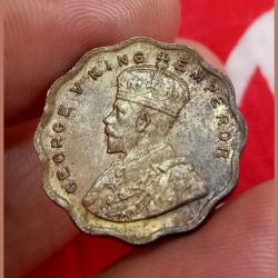 British India One Anna Cu/Ni Year 1935 King George-V **Scare** UNC Grade with Original Mint Luster
