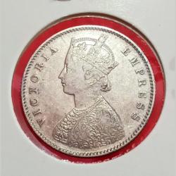 Alternative view of British India Silver 1/2 Rupee Year 1899 VICTORIA EMPRESS **SCARE** High Collectable Grade with Original Mint Luster and Complete Detailings.