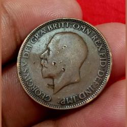 Alternative view of Great Britain HALF PENNY King GEORGE-V in Collectable Grade.