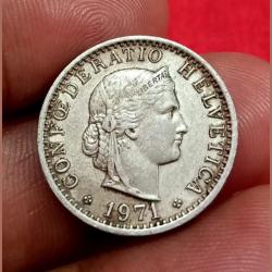 Alternative view of SWITZERLAND Confederation 20 RAPPEN Year 1971 "HELVETICA" in High Collectable Grade.