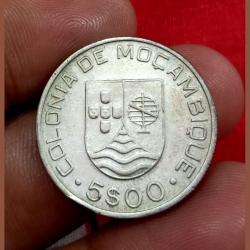 Alternative view of PORTUGUESE COLONY Mozambique Silver 5 ESCUDOS Weight 7 Grams Year 1935 **VERY SCARE** High Collectable Grade.